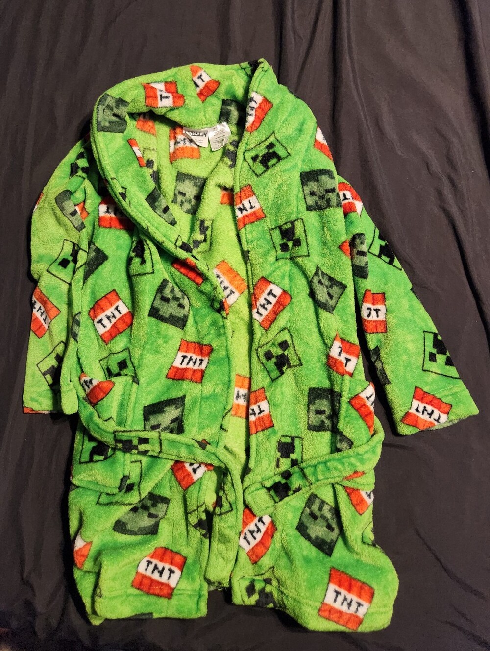 Kids Plush Green Robe with TNT & Creeper Pattern